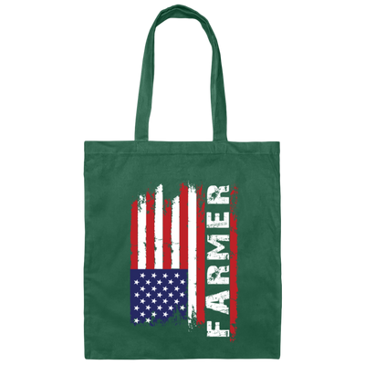 USA Farmer Anniversary July 4th American Flag Canvas Tote Bag