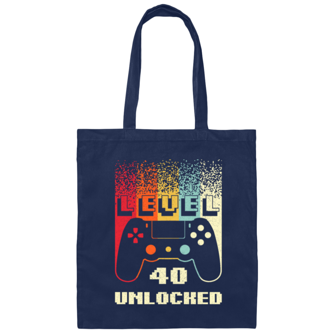 Retro 40th Birthday Gift, Level 40 Unlocked, Play Gaming Lover Canvas Tote Bag