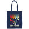 Retro 40th Birthday Gift, Level 40 Unlocked, Play Gaming Lover Canvas Tote Bag