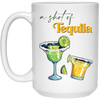 A Shot Of Tequila, Tequila Wine, Lime And Salt White Mug