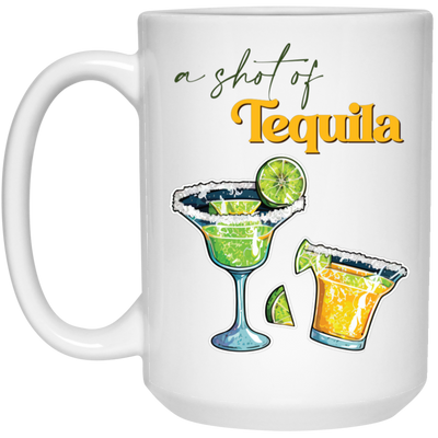 A Shot Of Tequila, Tequila Wine, Lime And Salt White Mug