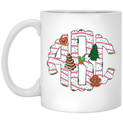 ABC Gingerbread, Alphabet Gingerbread, Xmas Tree Gingerbread, Merry Christmas, Trendy Christmas White Mug