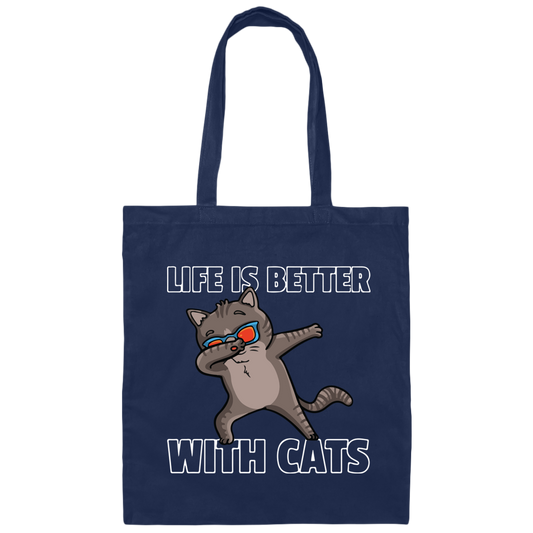 Dabbing Cat Lover, Dance Funny Dab, Life Is Better With Cats, Love Cat Canvas Tote Bag