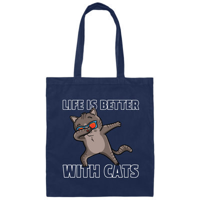 Dabbing Cat Lover, Dance Funny Dab, Life Is Better With Cats, Love Cat Canvas Tote Bag