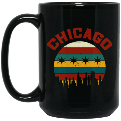 Chicago Skyline, Chicagoan Flag, Retro Chicago, Best Of Chicago Gift Black Mug