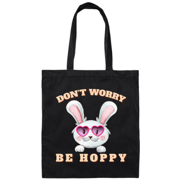 Don't Worry, Be Hoppy, Rabbit Wear Heart Glasses Canvas Tote Bag