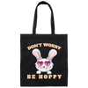 Don't Worry, Be Hoppy, Rabbit Wear Heart Glasses Canvas Tote Bag