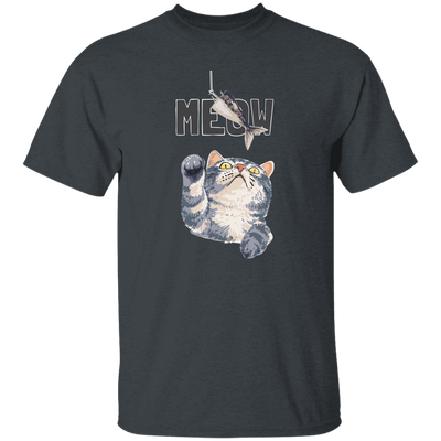 Cute Meow, Cute Stupid Cat, Cat Catch Fishing Rod Unisex T-Shirt