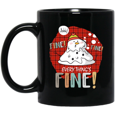 It's Fine, Everythings Fine, Melting Snowman, Plaid Xmas, Merry Christmas, Trendy Christmas Black Mug