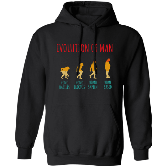 Evolution Of Man, Work From Home, Homeoffice Job, Self Employee, Funny Vintage Pullover Hoodie