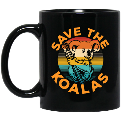 Vintage Wilderness Animal Gift, Save The Koalas, Vintage Cute Koalas Black Mug