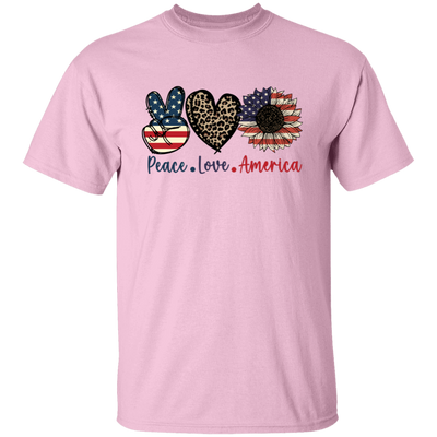 Peace Love American, Sunflower American, Leopard Pattern Unisex T-Shirt