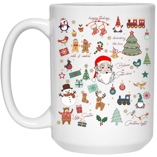 Love Noel, Funny Santa, Merry Christmas, Santa Claus White Mug