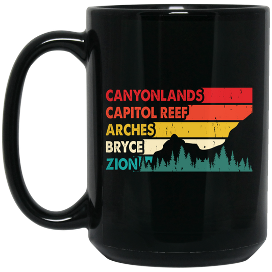 Canyonland, Capitol Reef, Arches, Bryce, Zion, National Park Black Mug