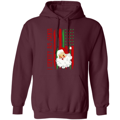 American Santa, I Identify As Santa, American Christmas, Merry Christmas, Trendy Christmas Pullover Hoodie