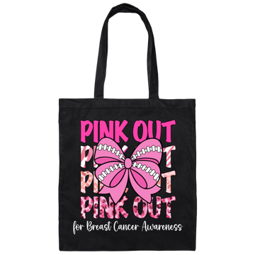 Pink Out For Breast Cancer Awareness, Tackle Cancer, Breast Cancer Awareness Canvas Tote Bag