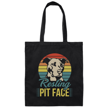 Retro Funny Pit Bull, Pit Face, Dog Lover Gift Canvas Tote Bag