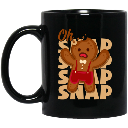 Oh Snap, Break Gingerbread, Funny Gingerbread, Merry Christmas, Trendy Christmas Black Mug