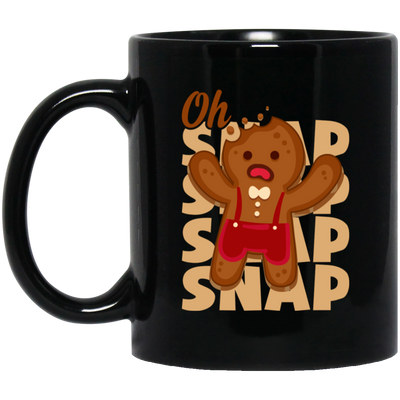 Oh Snap, Break Gingerbread, Funny Gingerbread, Merry Christmas, Trendy Christmas Black Mug