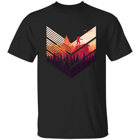 Super Cool, Colorful Hiker, Recognized A Mountain, Colorful Forest And Some Geometric Unisex T-Shirt