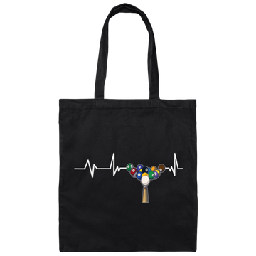 Funny Billiard Heartbeat, Cool Billiard Gift Billiard Fan Canvas Tote Bag