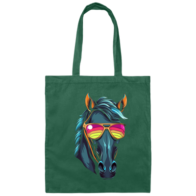 Funny Racing Horse, Horse Wear Sunglasses, Looking Directly At You Canvas Tote Bag