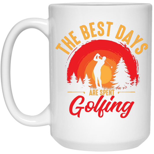 The Best Days Are Spent Golfing, Retro Golf Player White Mug