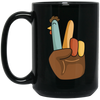 Hi Fall, Thanksgiving's Day, Peace Sign, Peace Sign Turkey, Funny Turkey, Turkey's Day Black Mug