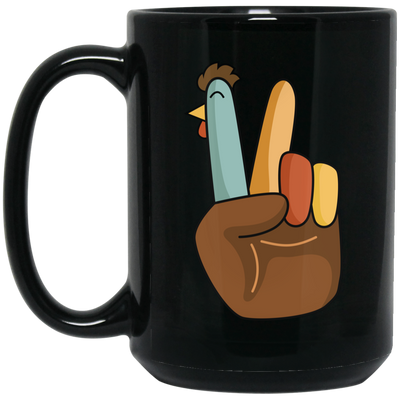 Hi Fall, Thanksgiving's Day, Peace Sign, Peace Sign Turkey, Funny Turkey, Turkey's Day Black Mug