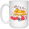 Bunnies With Pancake, Strawberries And Pancake White Mug