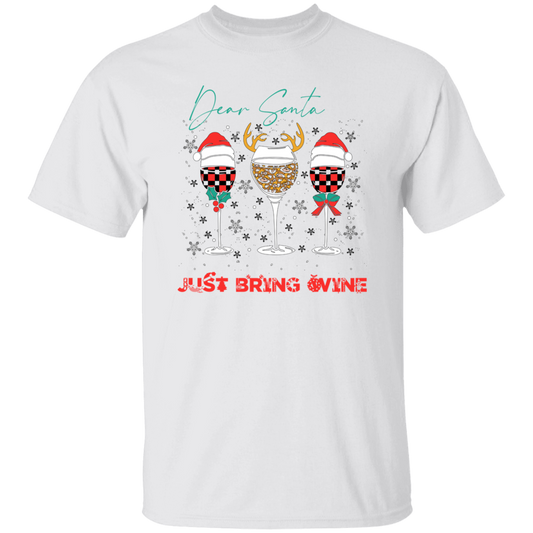 Dear Santa, Just Bring Wine, Caro Pattern, My Christmas Unisex T-Shirt