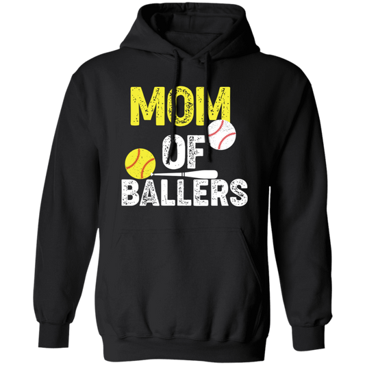 Mom Of Ballers, Baseball Sport, Retro Baseball Player Pullover Hoodie