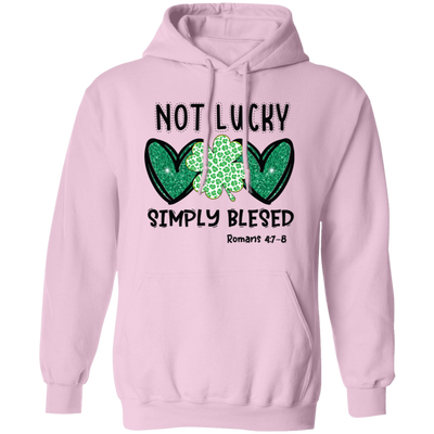 Not Lucky, Simply Blessed, St. Patrick, Saint Patrick, Glitter Green Heart Pullover Hoodie