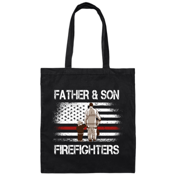 Father Son Firefighters, Firefighter Gift Idea Canvas Tote Bag