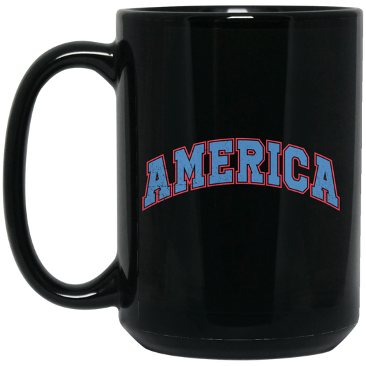 America Text, American Patriotic, 4th July Retro, 4th July Black Mug