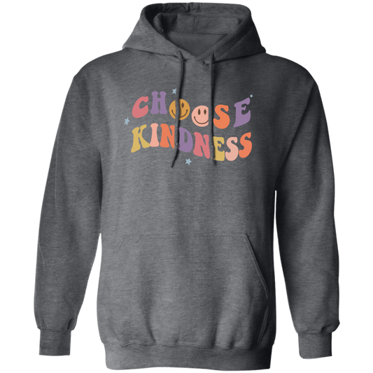 Retro Happy Face, Choose Kindness, Men Women Positive Pullover Hoodie