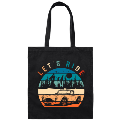 Lets Ride Love Drive Cobra Car Retro Vintage Canvas Tote Bag