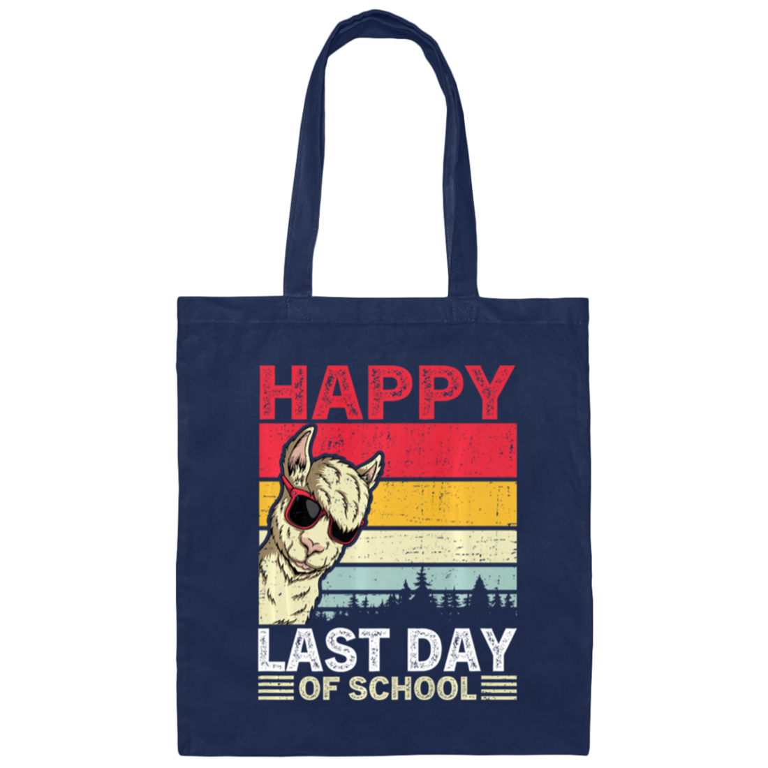 Alpaca Llama Vintage, Happy Last Day Of School Canvas Tote Bag