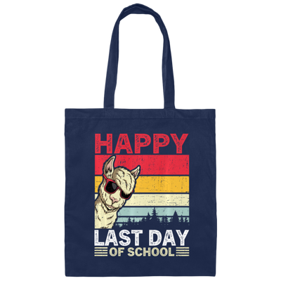 Alpaca Llama Vintage, Happy Last Day Of School Canvas Tote Bag