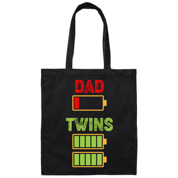 Dad Of Twins, Father's Day Gift, Dad Out Of Battery Canvas Tote Bag