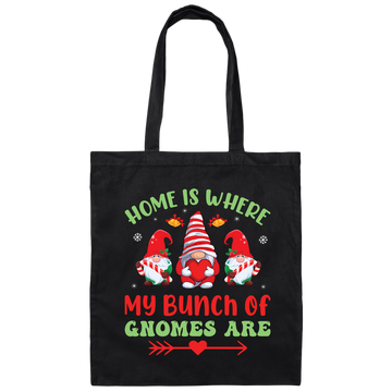 Home Is Where My Bunch Of Gnome Are, Merry Christmas Canvas Tote Bag