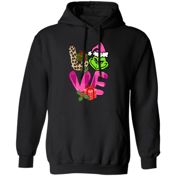 Love Grinch, Pink Grinch, Funny Love Grinch, Trendy Grinch, Merry Christmas, Trendy Christmas Pullover Hoodie
