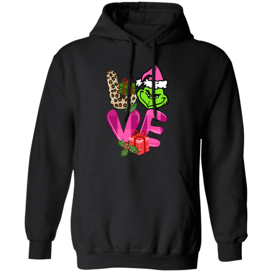 Love Grinch, Pink Grinch, Funny Love Grinch, Trendy Grinch, Merry Christmas, Trendy Christmas Pullover Hoodie