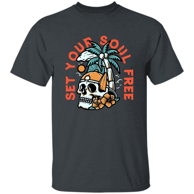 Set Your Soul Free, Cool Skull, Palm Tree On The Beach Unisex T-Shirt