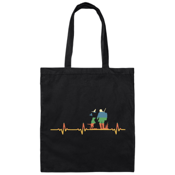 Retro Hunter with dog heartbeat gift idea birthay Canvas Tote Bag
