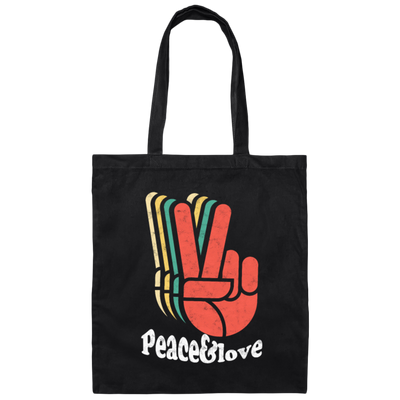 Retro Peace Love 60's 70's Hippie, Vintage Inspired Canvas Tote Bag