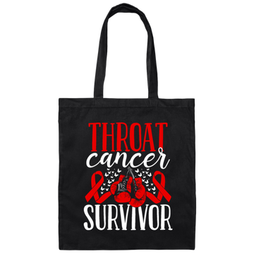 Awareness Ribbon Gift, Throat Cancer Awareness Ribbon Gloves Survivor Canvas Tote Bag