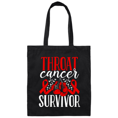 Awareness Ribbon Gift, Throat Cancer Awareness Ribbon Gloves Survivor Canvas Tote Bag