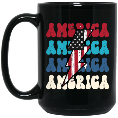 America, Flash America, American Flag, July 4th Black Mug