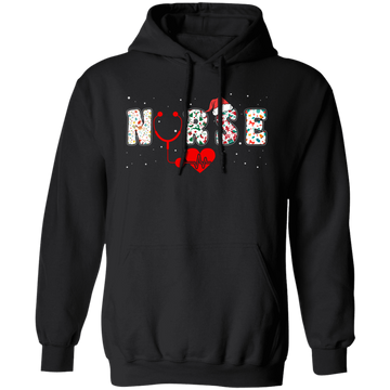 Nurse Christmas, Love Nurse, Love Christmas, Xmas Pattern Pullover Hoodie